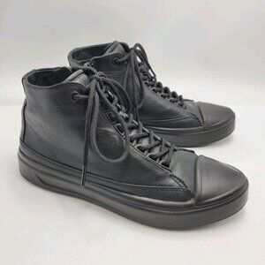 ECCO Women’s Flexure T-Cap Zip Up Sneaker Black Size 6 US Blacked Out Leather